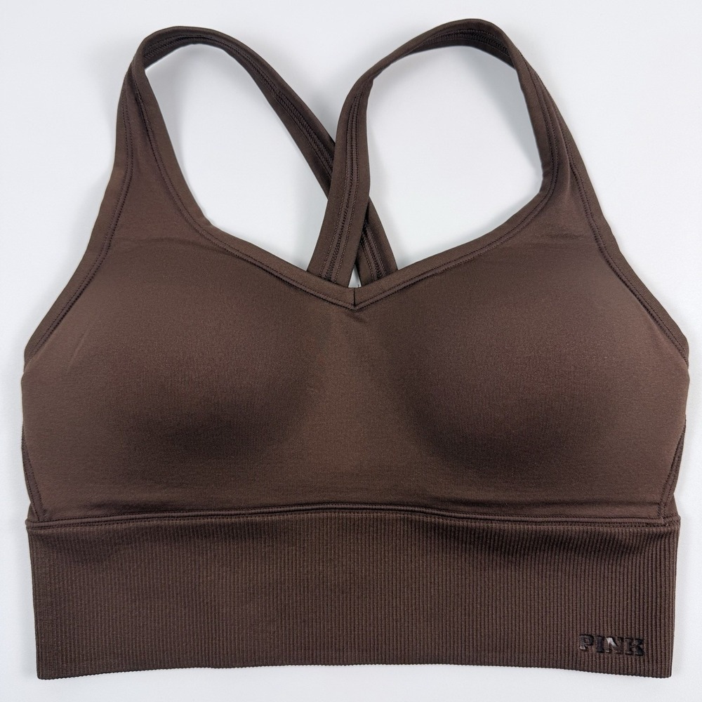 Victoria's Secret PINK Seamless Air Light Support Sports Bra Brown T. S NWT